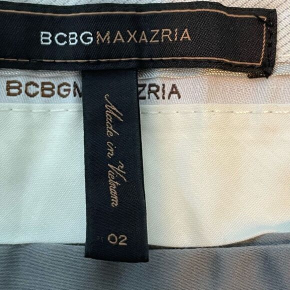 BCBG Maxazria Trousers Gray Cotton Knit Hi-Rise Straight Leg Dress Pants 2 - Picture 3 of 6